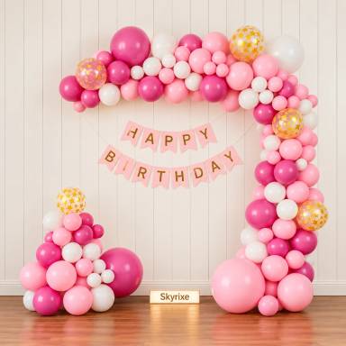 Pink Balloon Arch Birthday Decoration