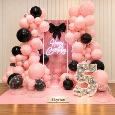 Pink and Black Birthday Balloon Decoration