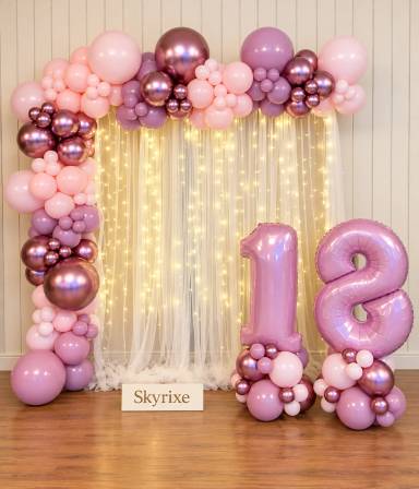 Pink and Rose Gold Birthday Backdrop Balloon Decoration