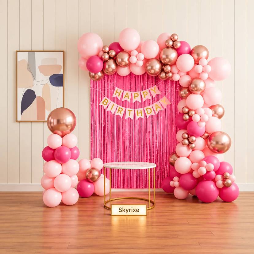 Pink and Rose Gold Birthday Decoration - Image 1