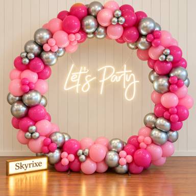 Pink and Silver Balloon Ring Decoration
