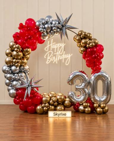 Red and Gold Ring Balloon Decoration