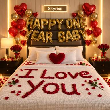 Romantic Anniversary Surprise Bed Decoration
