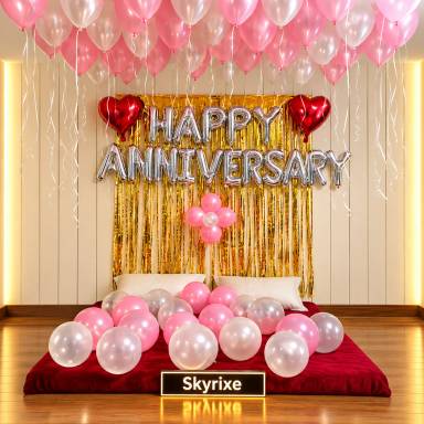 Pink And Silver Anniversary Room Decor