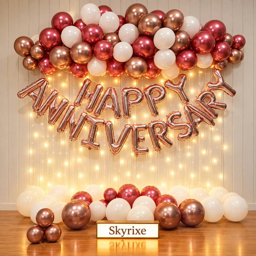 Rose Gold Anniversary Balloon Decoration - Image 1