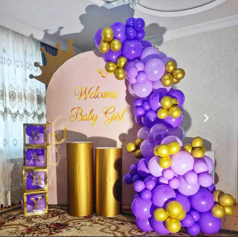 Royal Purple And Gold Baby Girl Welcome Decor - Image 1