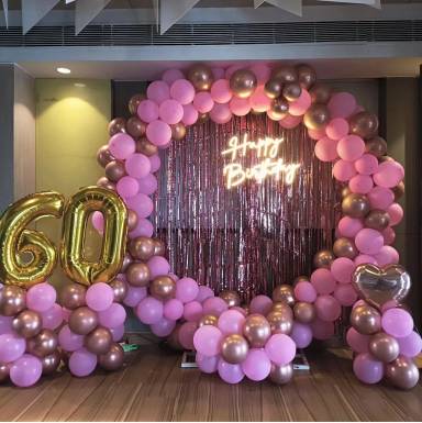 Pink And Gold Birthday Balloon Arch