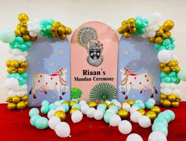 Traditional Mundan Ceremony Balloon Backdrop