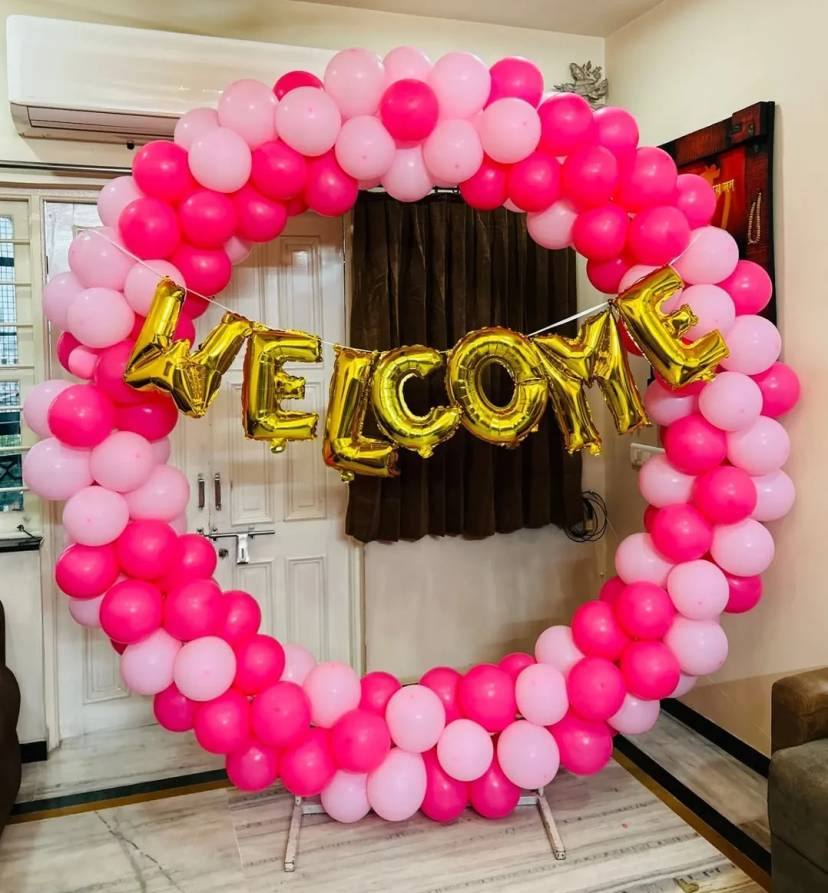 Pink Welcome Balloon Arch - Image 1