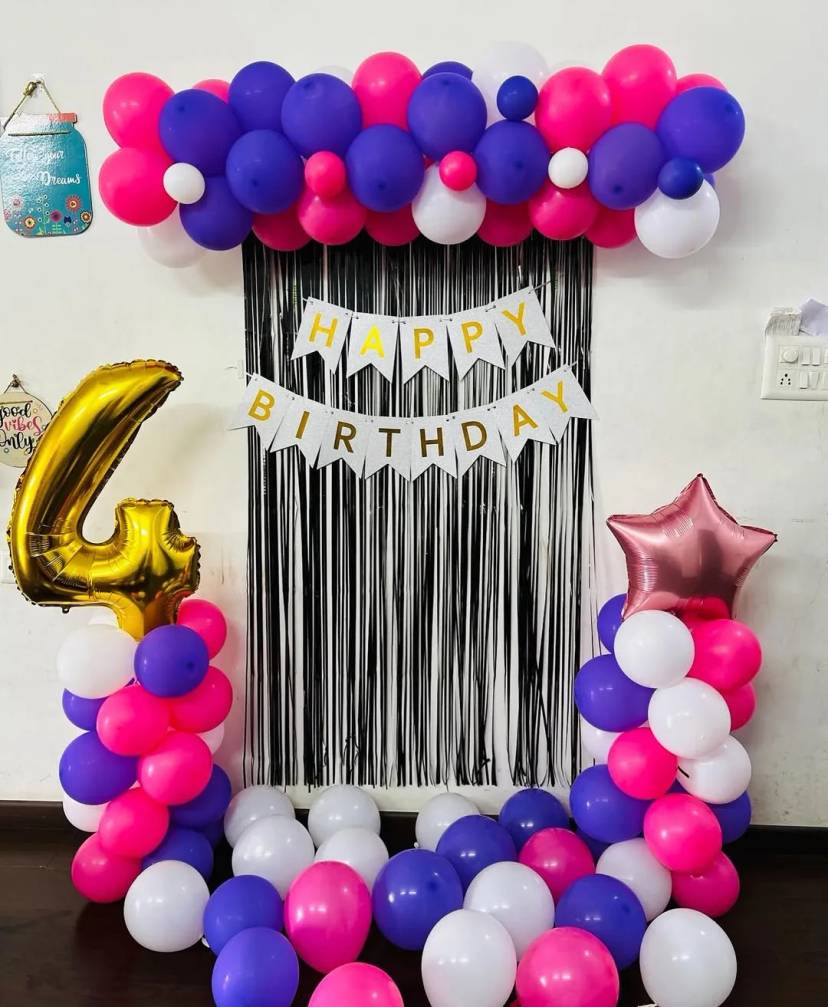 Vibrant Birthday Backdrop with Balloon Decor - Image 1