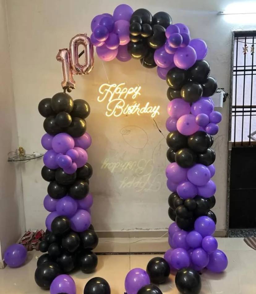 Royal Purple And Black Balloon Arch - Image 1