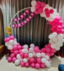 Pink And White Birthday Balloon Arch Happy 3rd Birthday Theme - photo 1
