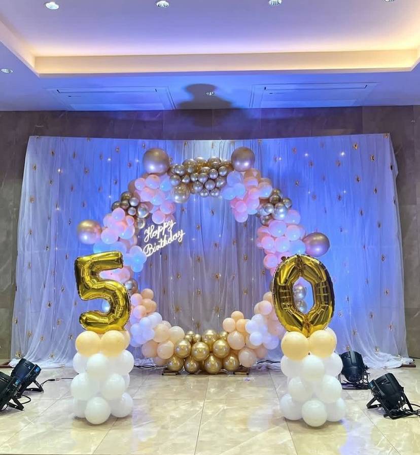Golden Elegance 50th Birthday Backdrop - Image 1