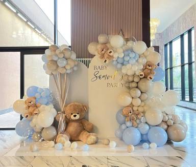 Teddy And Balloons Baby Shower Setup