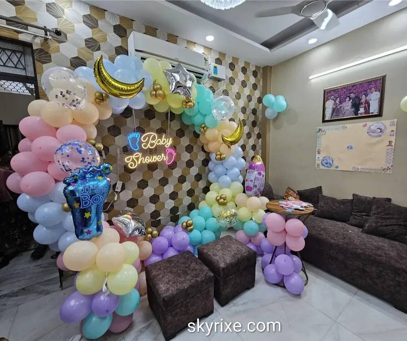 Pastel Baby Shower Balloon Arch Decoration - Image 1