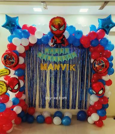 Spiderman Theme Birthday Balloon Decor