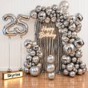 Silver Chrome Bow Birthday Balloon Decoration - photo 1