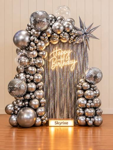 Silver Disco Birthday Backdrop