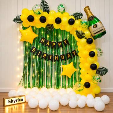 Yellow and Green Birthday Balloon Decoration