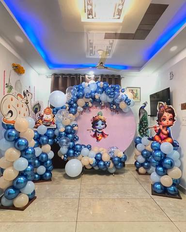 Divine Krishna Themed Birthday Janmashtami Decor