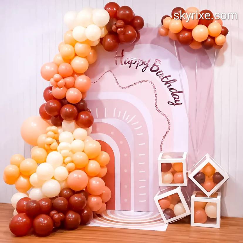 Peach And Brown Balloon Decoration - Image 1