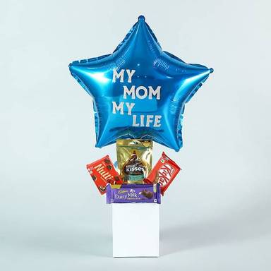 My Mom My Life Chocolate And Balloon Gift Box