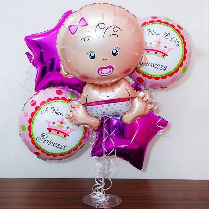 Baby Girl Princess Balloon Bouquet - Image 1