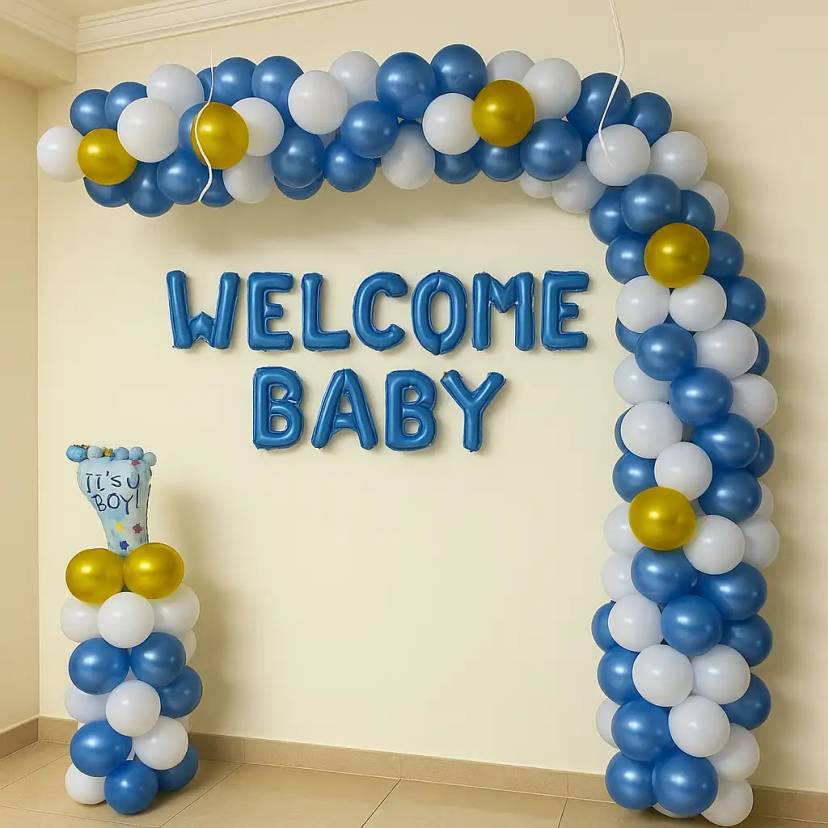 Baby Boy Balloon Welcome Arch Decor - Image 1