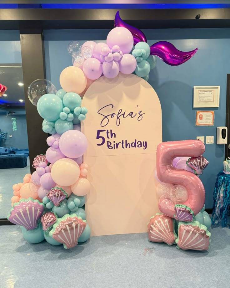 Mermaid Shell Wonderland Birthday Backdrop - Image 1