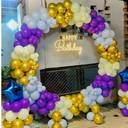 Purple and Gold Balloon Arch with Neon Birthday Sign - photo 1