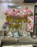Welcome Baby Pink And White Balloon Decor - photo 2