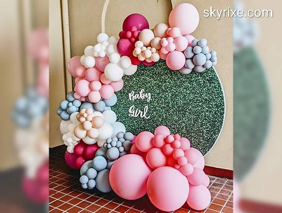 Baby Girl Pastel Balloon Decor - Image 1