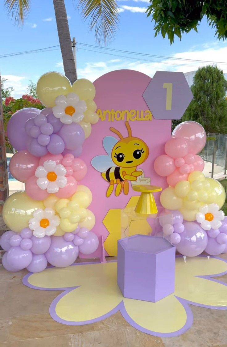 Sweet Honey Bee Birthday Balloon Setup - Image 1
