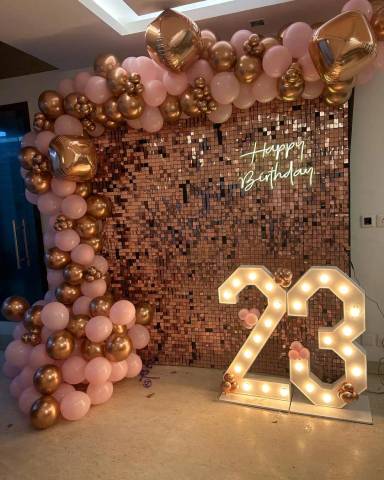 Rose gold Balloon Birthday Backdrop