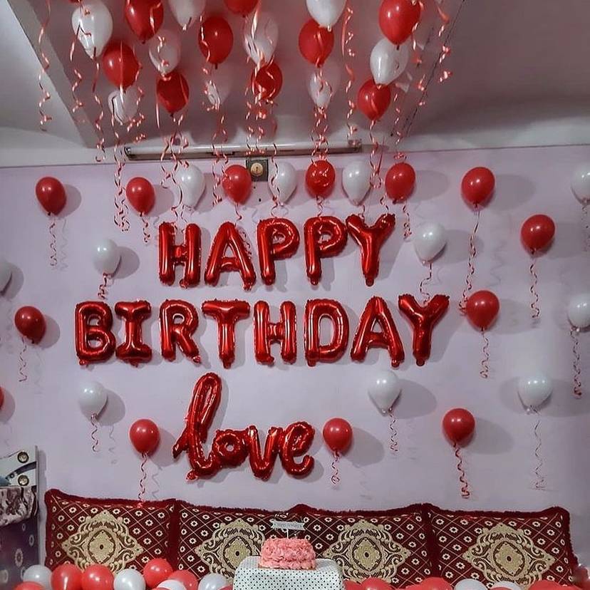 Romantic Red And White Birthday Surprise Decor - Image 1