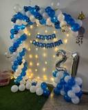 Blue And White Elegant Birthday Backdrop - photo 1