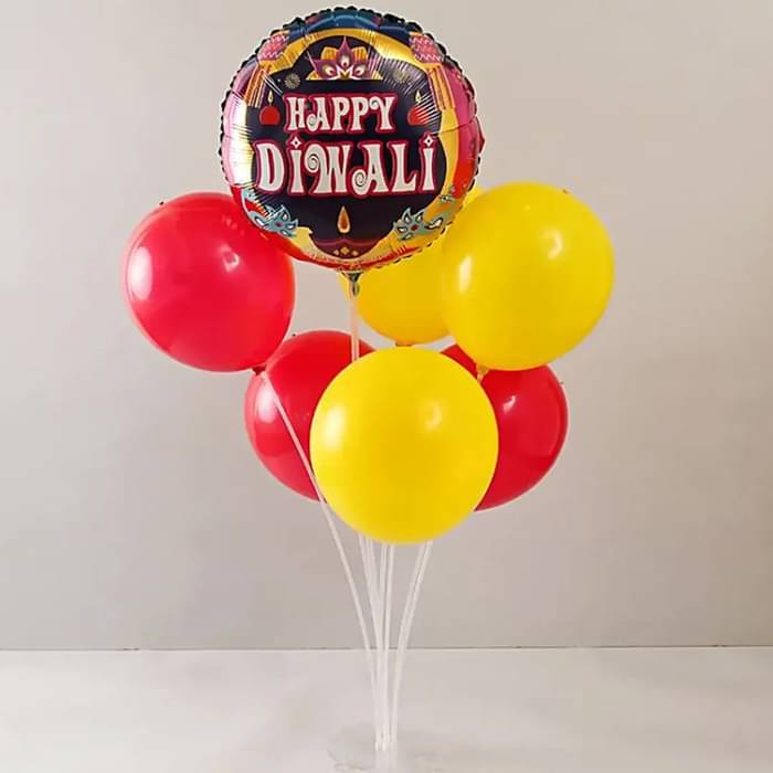 Happy Diwali Vibrant Balloon Bouquet - Image 1