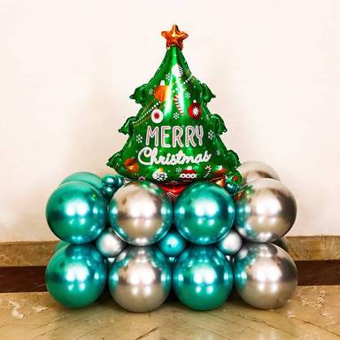 Shining Christmas Chrome Balloon Arrangement