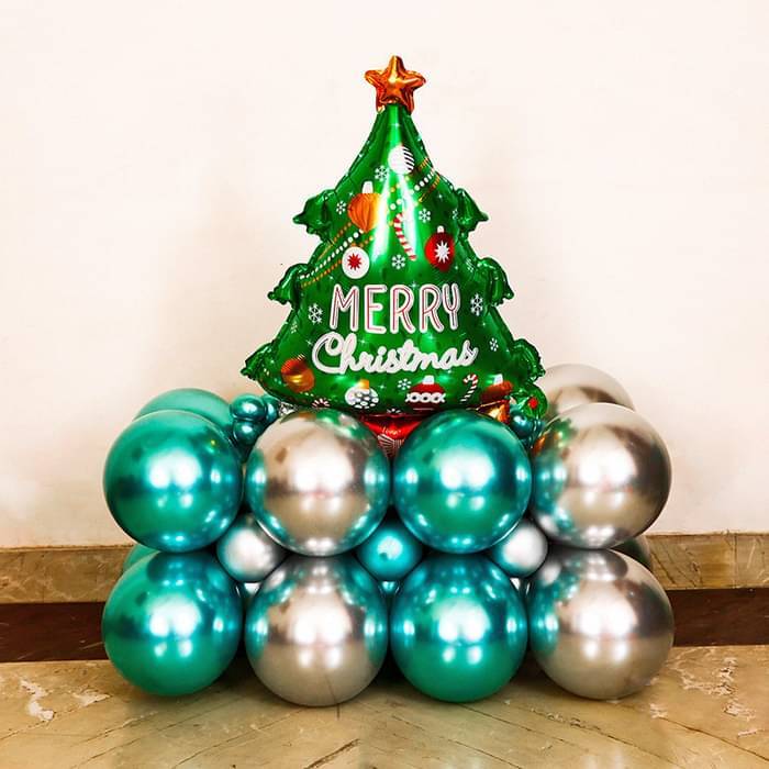 Shining Christmas Chrome Balloon Arrangement - Image 1
